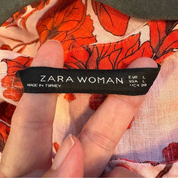 Zara floral print linen tunic midi dress - Picture 7 of 9